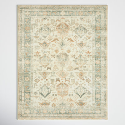 Oriental Beige/Brown/Dark Green Area Rug