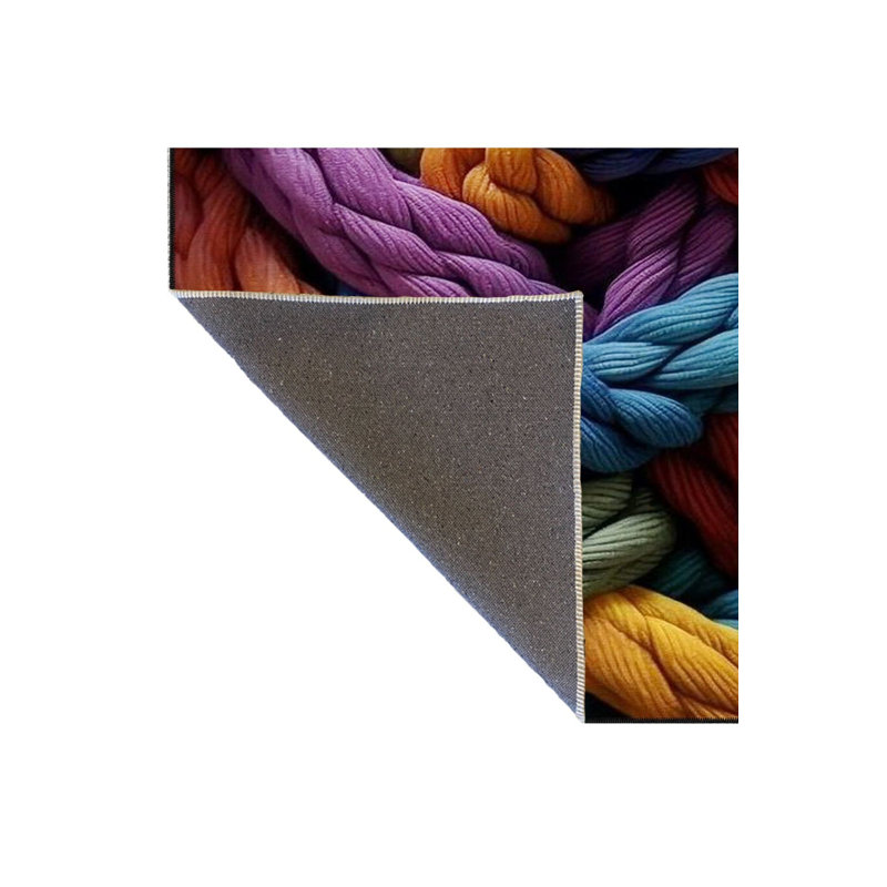 Tapis tissé multicolore lavable à la machine, Sous-tapis rond 3 pi 3 po inclus