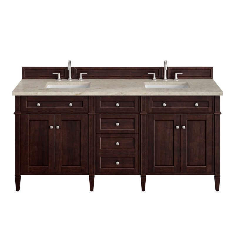 Meuble-lavabo double l 72 po Dussault, Acajou bruni, Noctis éthéré, 8 po