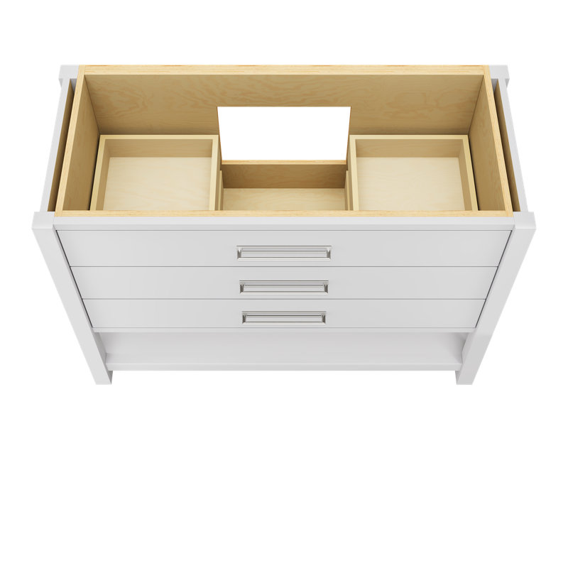 Kiawah Three-Drawer Single Bath Vanity, Strong White, 48", Polished Chrome