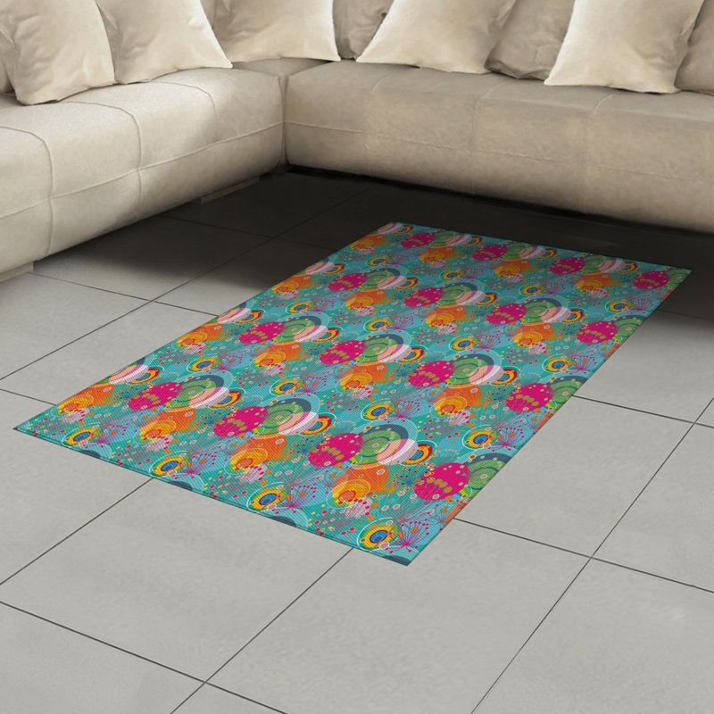 Tapis décoratif floral à haute densité en fibres de polyester, Rectangle— 4 pi x 5 pi 8 po