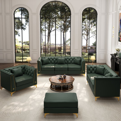 Living Room Set, 1 Piece of 2 Seater Loveseat, 1 Piece of 3 Seater Sofa, 1 Piece of 1 Seater Accent Chair and 1 Piece of Ottoman