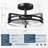 16 inch Ceiling Fan With Light and Fan, Black