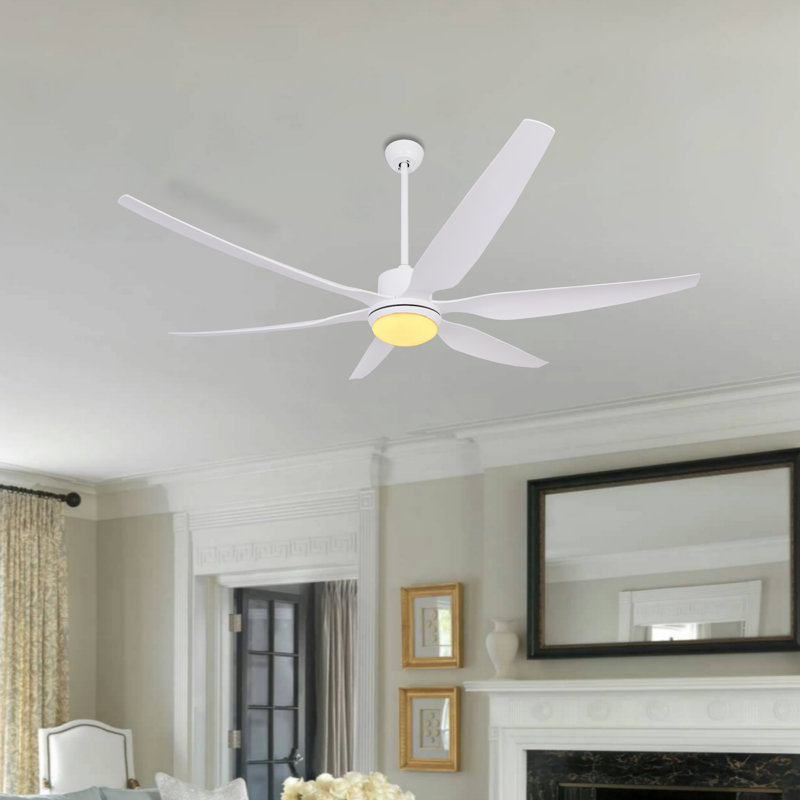 Leibman 6-Blades 66" Ceiling Fan with Remote Control and LED Light, White