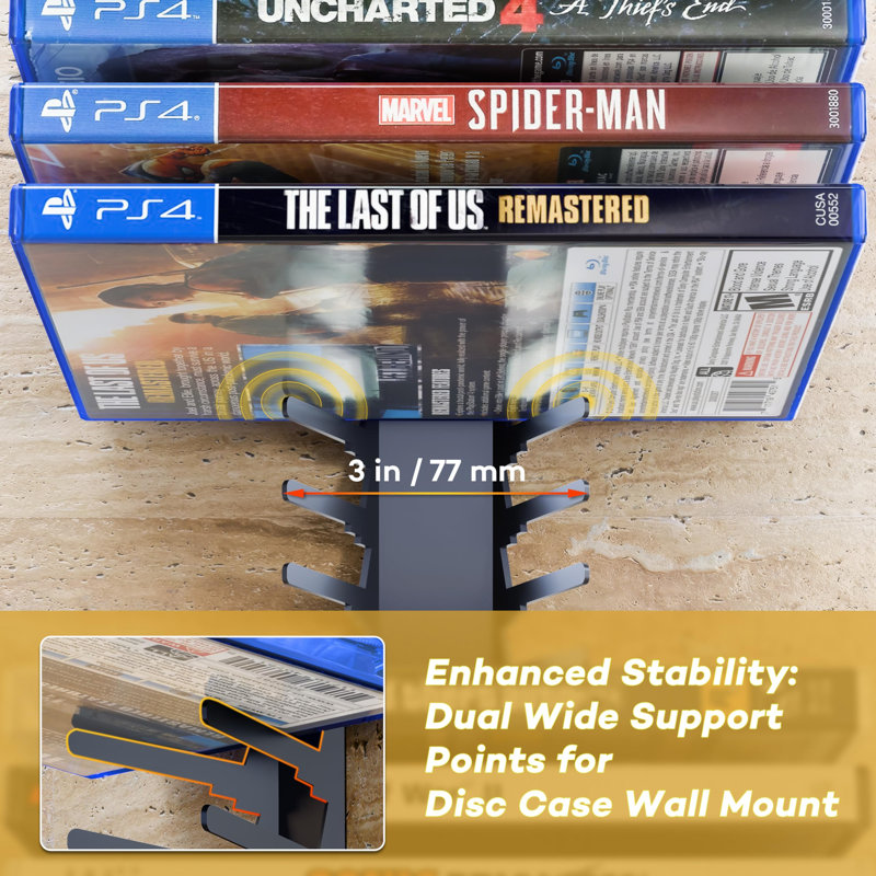 Support de boîtier de jeu vidéo pour jeux vidéo, tablettes murales en métal pour PS, Xbox, organisateur de jeu (paquet de 4)