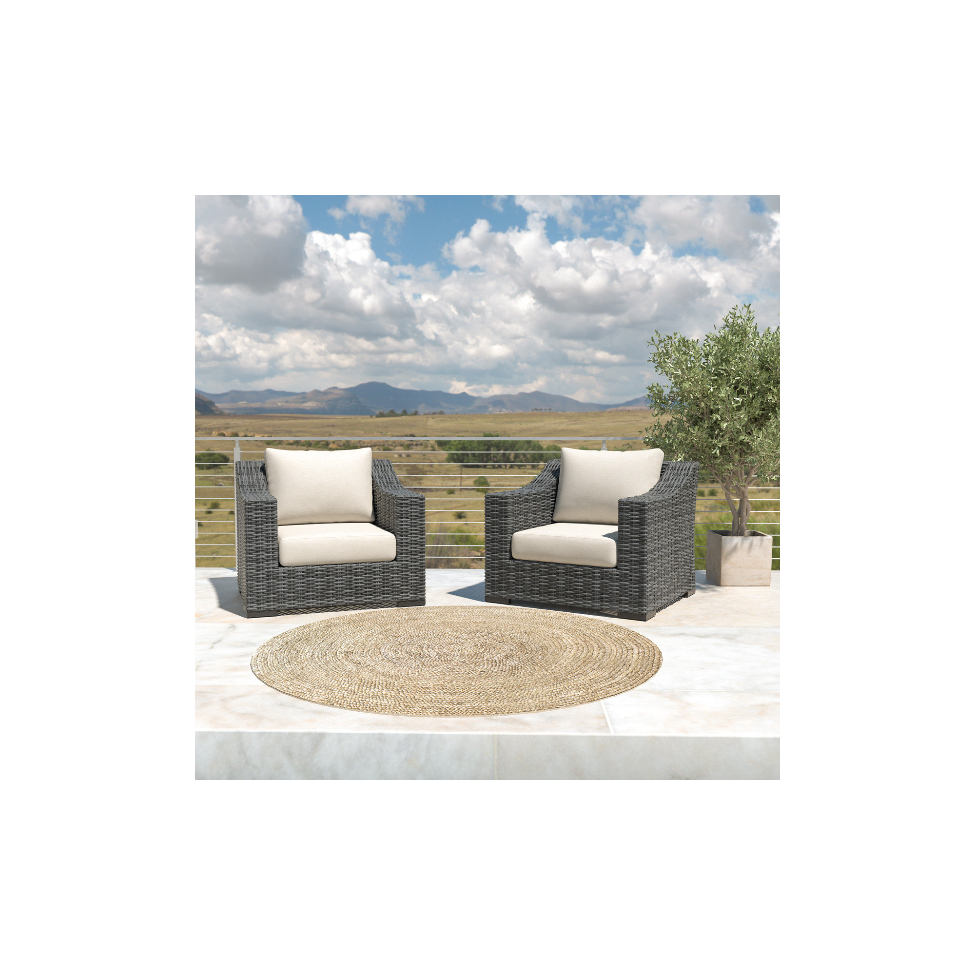 Eloisa 2-piece Patio Chair with Cushions, Beige