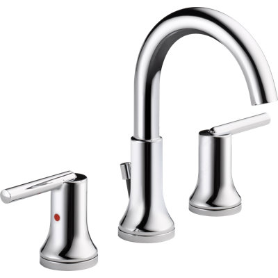 Robinet pour salle de bain Trinsic, chrome, 3 trous, 8 pouces à deux poignées pour meuble-lavabo, ensemble de drain à bouton-poussoir en métal, chrome
