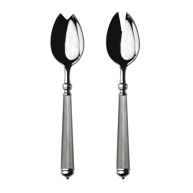 Ensemble de service à salade Luce - 2 pièces - Argent mélangé et glace - Miroir avec prise de glace, Mixed Silver and Ice