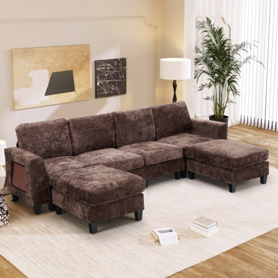Luxe Reversible Modular Corner Sectional With 2 Ottomans by Ebern Designs