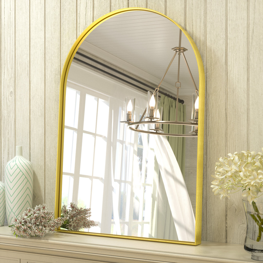 Modern Arch Wall Mirror with 1.2" Aluminum Frame, Decorative Mirror for Entryway, Living Room,Fireplace,Dining Room Ebern Designs 