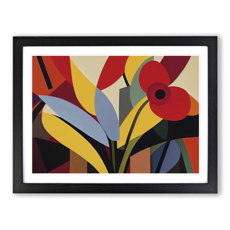 Wild Abstract Flowers - Framed Print, Black Framed, 25cm H x 34cm W x 2cm D