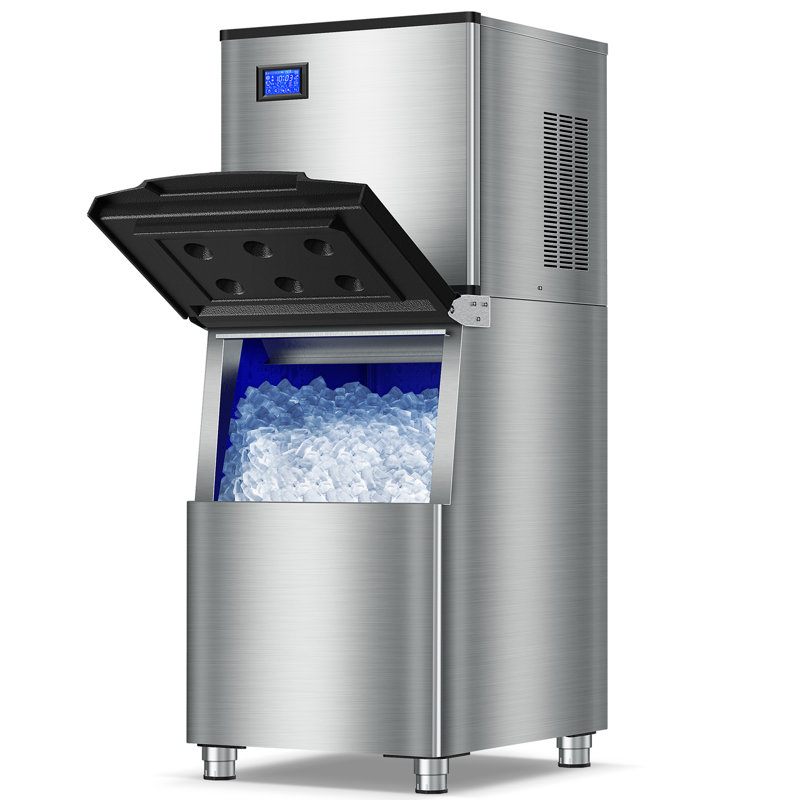 Commercial Ice Maker Machine: 500lb Daily Output, 350lb Large Capacity Storage, 156pcs Ice Cubes In 6-15 Mins - Stainless Steel Large Ice Maker