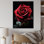 «Red Black Rose Elegance I», art mural sur toile florale