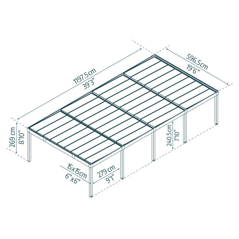 Palram - Canopia Oslo 20' D x 40' W Aluminum Polycarbonate Carport Canopy Black/Gray