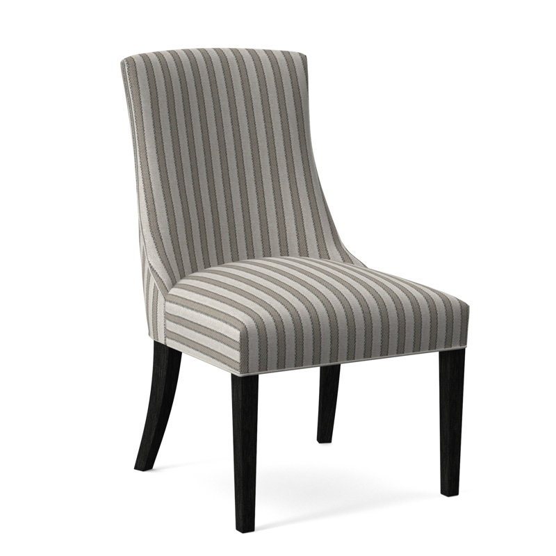 Tuxedo Slipper Dining Chair, Light Blue Performance Fabric; 0851-55, Antique Black Finish