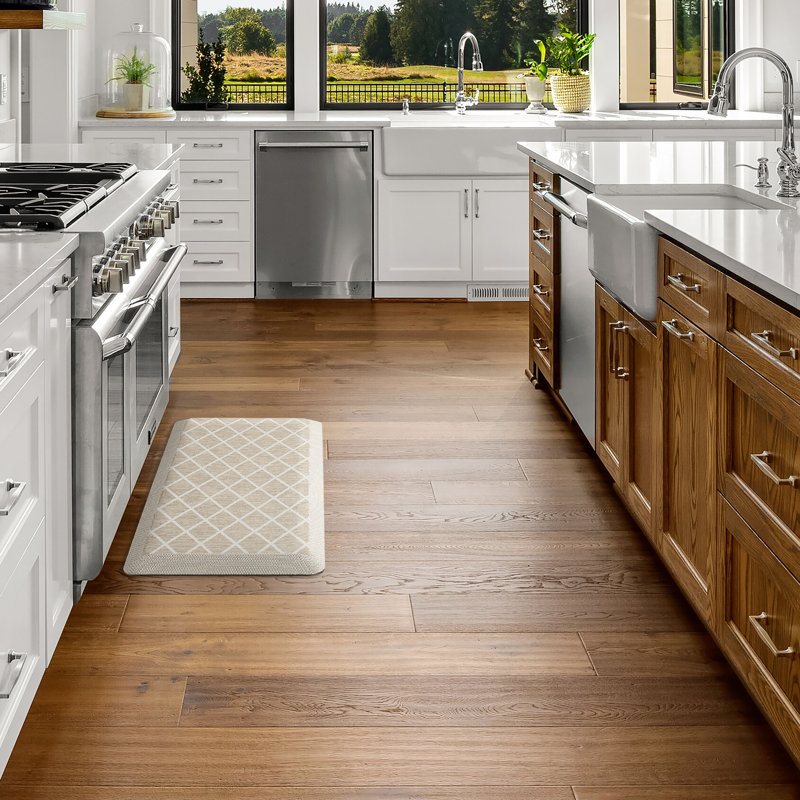 Beige Diamond Pattern Anti-Fatigue Kitchen Mat 19.6" x 32"