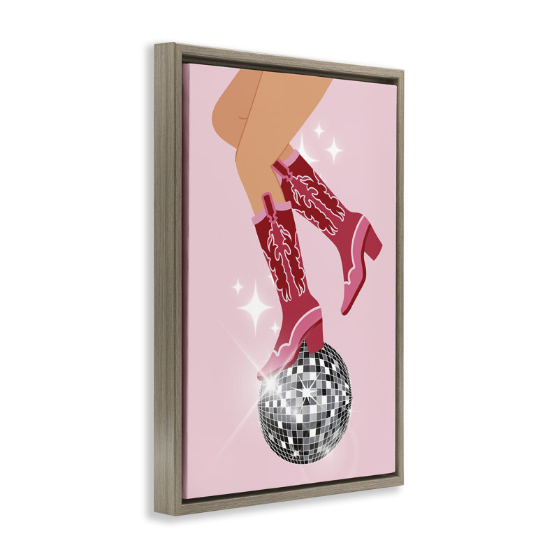 Cadre flottant Balancing Disco Cowgirl, design par LSR Design Studio, Cadre flottant orme Montalcino, H 25 po x l 17 po