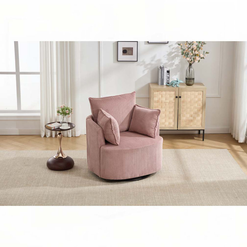 Chaise pivotante rembourrée en velours côtelé, Rose