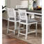 Chaises de salle à manger à hauteur de comptoir 2 pièces, cadre gris antique blanc rustique, structure en bois massif, coussins en tissu gris, pieds tournés, paire de chaises à dossier 2 pièces, et chaises en bois