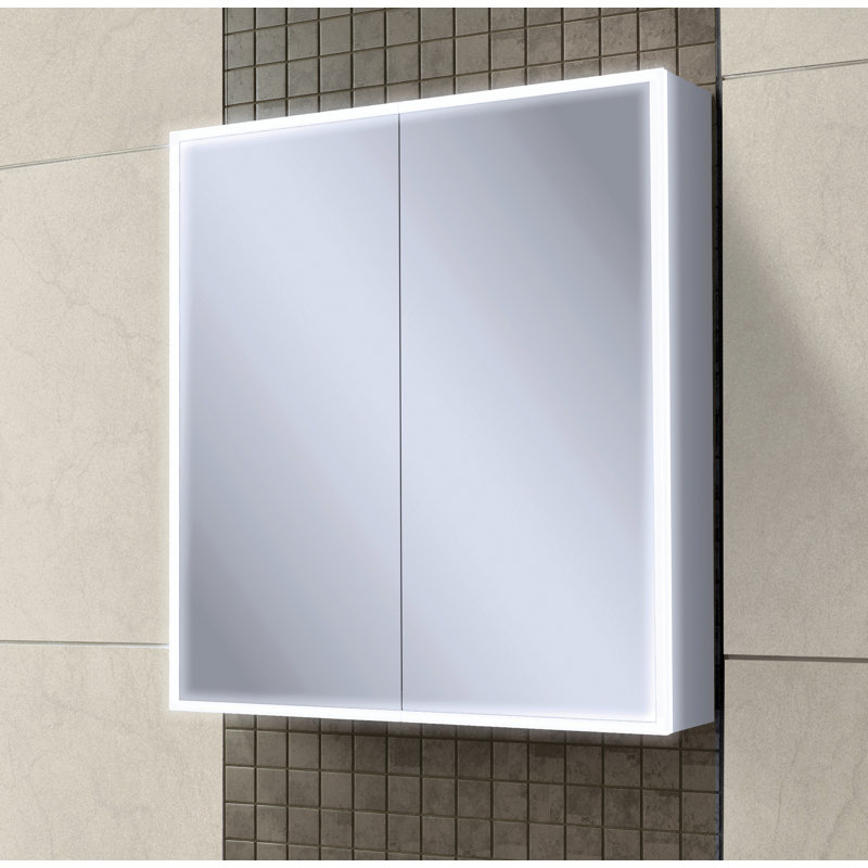 Qubic Metal Mirror Cabinet, 70cm H x 50cm W x 13cm D