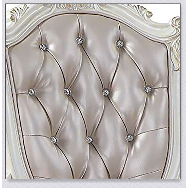 Chaise avec accoudoirs touffetée or rose et blanc perle (ensemble de 2)