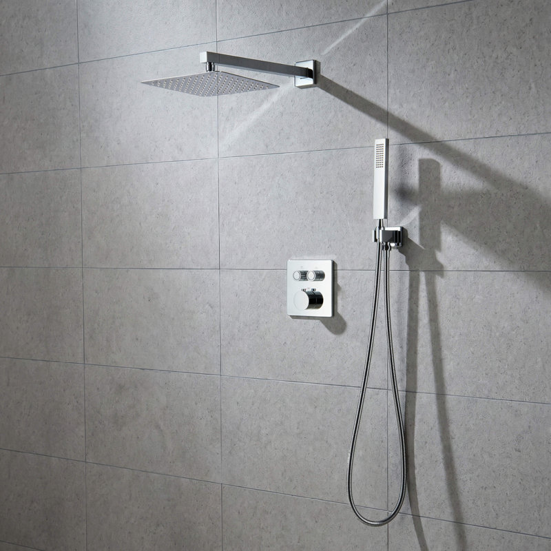 Cube 2-Function Thermostatic Complete Shower Faucet Set, Chrome