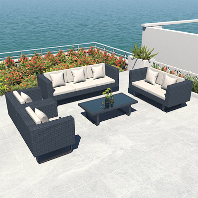 Sharonna 7 - Person Patio Conversation Set with Cushions