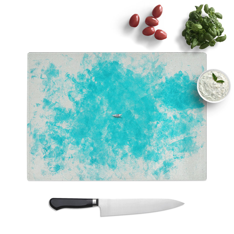 Coasting Boat Watercolour Chopping Board, 0.4cm H x 28.5cm W x 39cm L