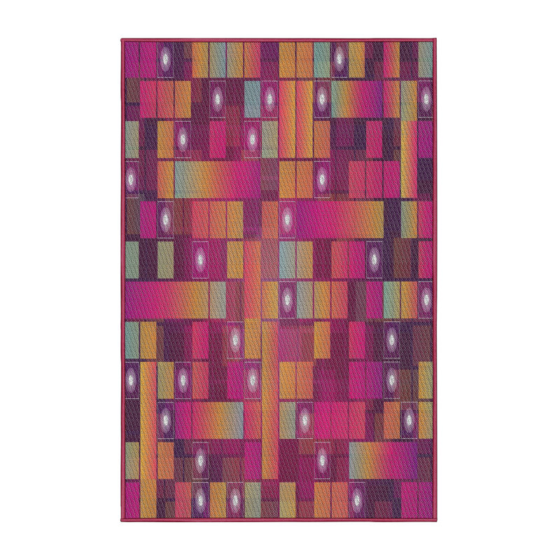 Tapis gris/rouge à motifs Arison, Rectangle 5 pi x 7 pi