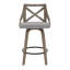 Tabouret de comptoir à hauteur fixe en bois gris clair et tissu gris - ensemble de 2