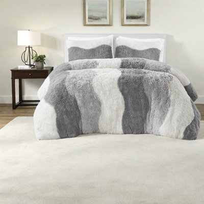 Cozy Bedding Sets, Polyester Twin Xl Ombre Faux Fur For Modern Home