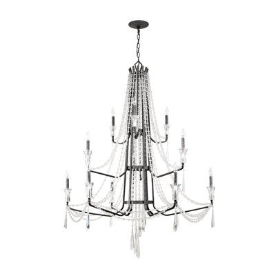 Barcelona 12-Light 3-Tier Crystal Chandelier - Onyx