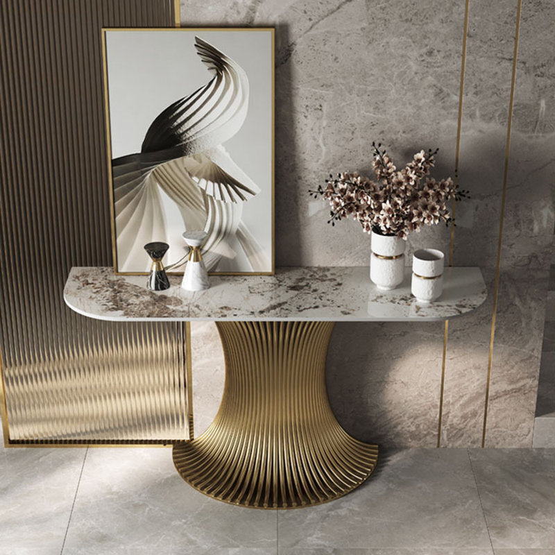 Console en métal de style italien., Doré, 33.8" H x 47.2" W x 15.7" D