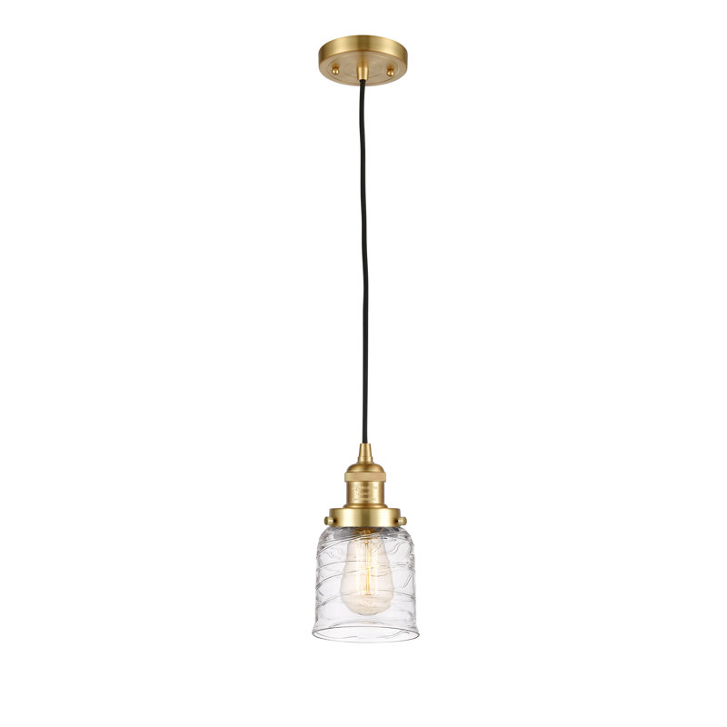 Luminaire suspendu en forme de cloche à 1 lumière Camillus, Or satiné