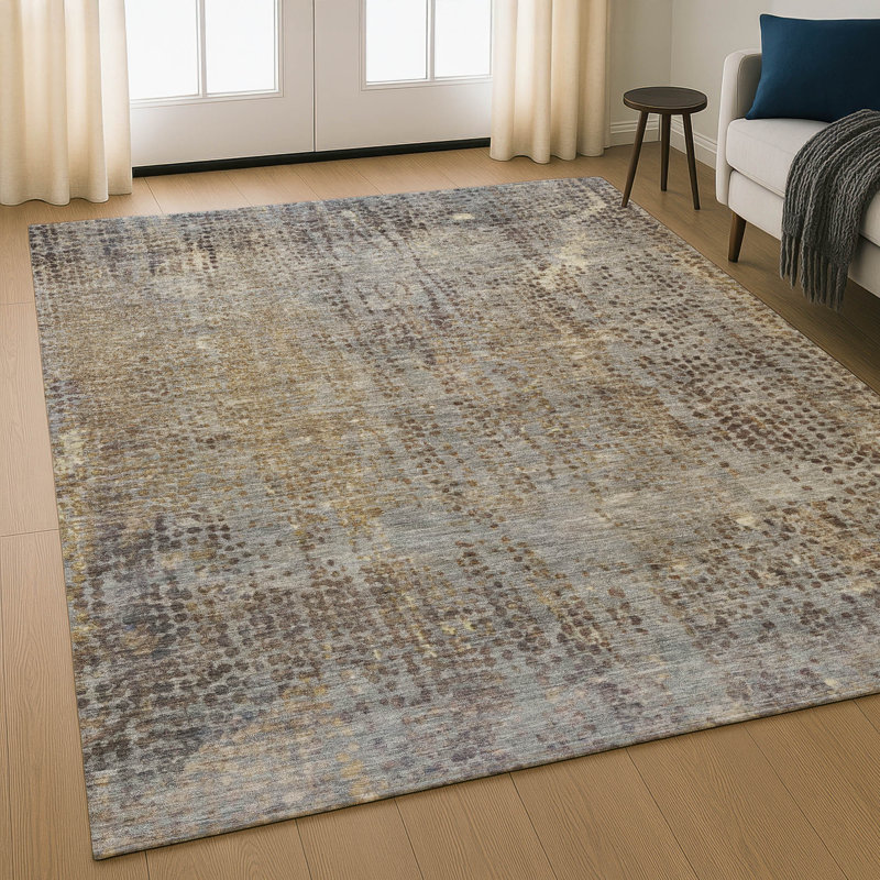 Premium Machine Washable Mayfield Abstract Rug, 3' x 5', Brown