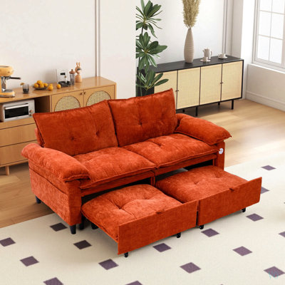 Canapé-lit convertible en velours de 185 cm avec matelas dépliable