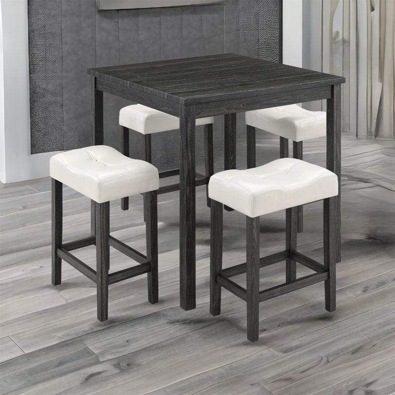 4 - Person Four Leg Dining Set, Black/Black/White
