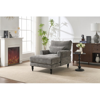 Spacious and Soft Chaise Lounge Chair with Durable Wood Frame for Ultimate Comfort and Versatility in Any Room by Canora Grey