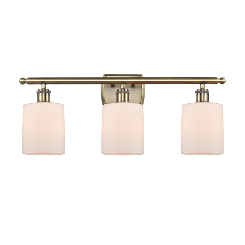 Éclairage pour meuble-lavabo 3 lumières à intensité réglable en laiton antique Wiener, DEL, Blanc mat