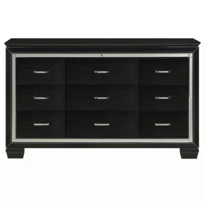 Commode de style audacieux 9 tiroirs, Noir, noir, noir, noir