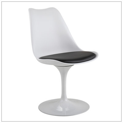 Swivel Tulip Side Chair For Kitchen And Dining Room Bar With Cushioned Seat And Curved Backrest, White