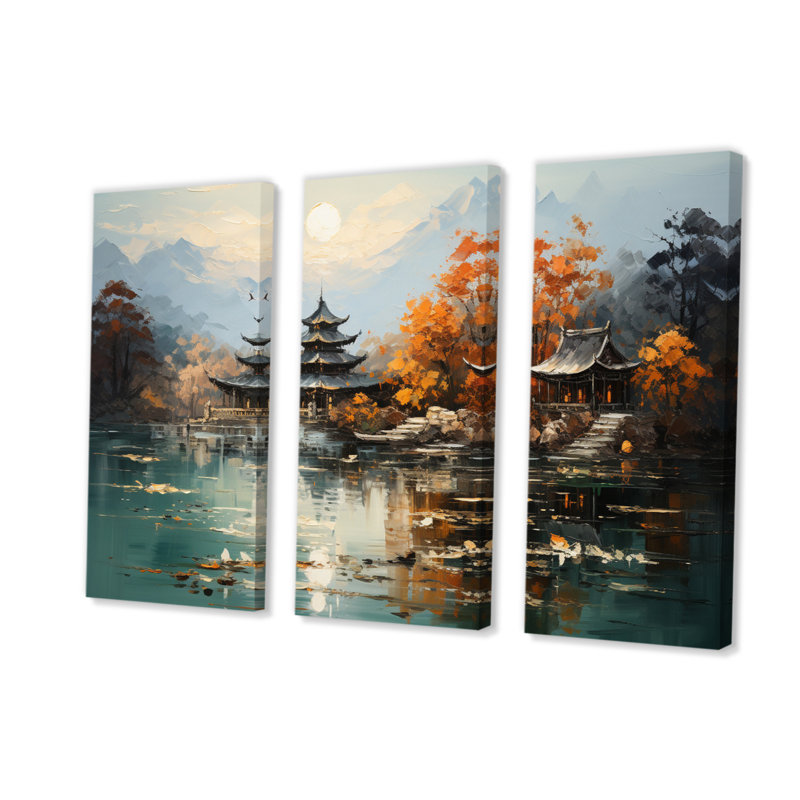 «Asian Imperial Landscape», ensemble d'art sur toile - Art asiatique III, H 28 po x l 36 po x P 1 po