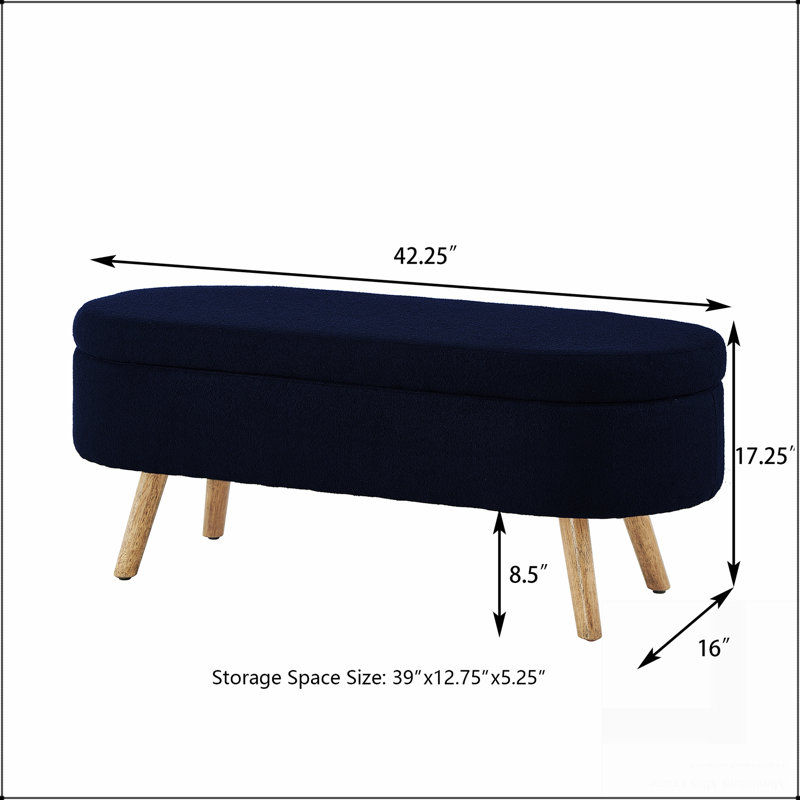 Banc de rangement avec repose-pieds ovale Luxury, Marine