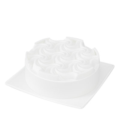 Restaurantware-Pastry Tek 6.8 Inch Swirl Cake Pan, 1 Oven-Ready Silicone Bundt Cake Pan - Flexible, Freezable, White Silicone Small Cake Mold, Easy Release, For Baking Desserts