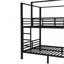Lit double superposé en métal pleine grandeur, lit superposé en métal quadruple avec garde-robe à tablettes de rangement intégrées, structure en métal robuste avec conception à réduction de bruit, noir-804437185