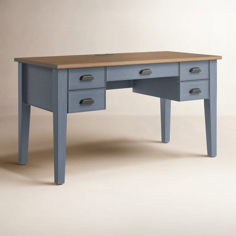 Bureau Vivienne avec prises intégrées, Bleu cendré