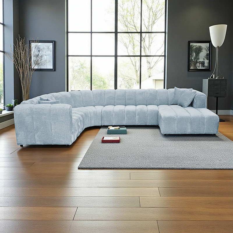 5 Seater Corner Sofa, Right Hand Facing, Blue
