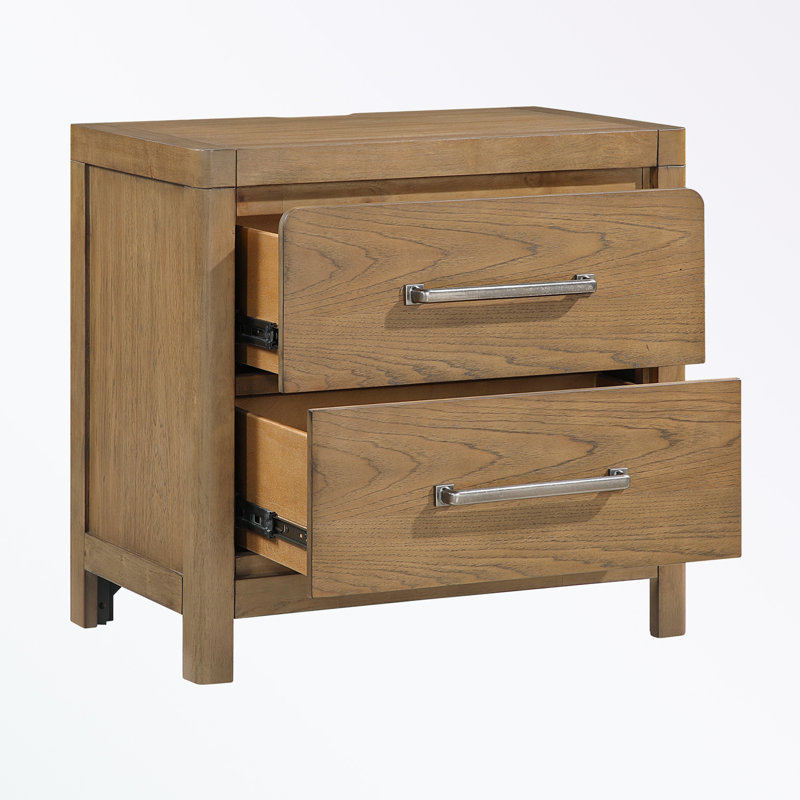 2-Drawer Nightstand with Power Outlets USB Ports