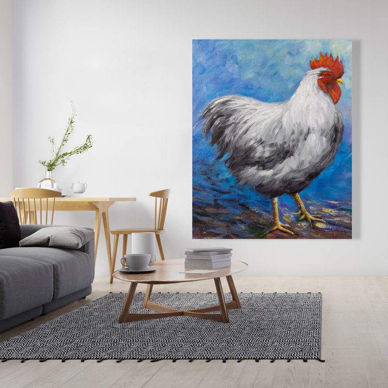 Grey Rooster - Contemporary Canvas Art for Home Decor