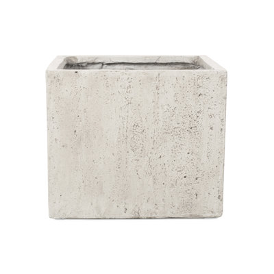 White Lightweight Concrete Front Yard Planter - 21.73In X 18.97In Magnesium Oxide Instantly Add Beauty To Your 21.5"X21.5"X18.97" Garden Enhancement Improve